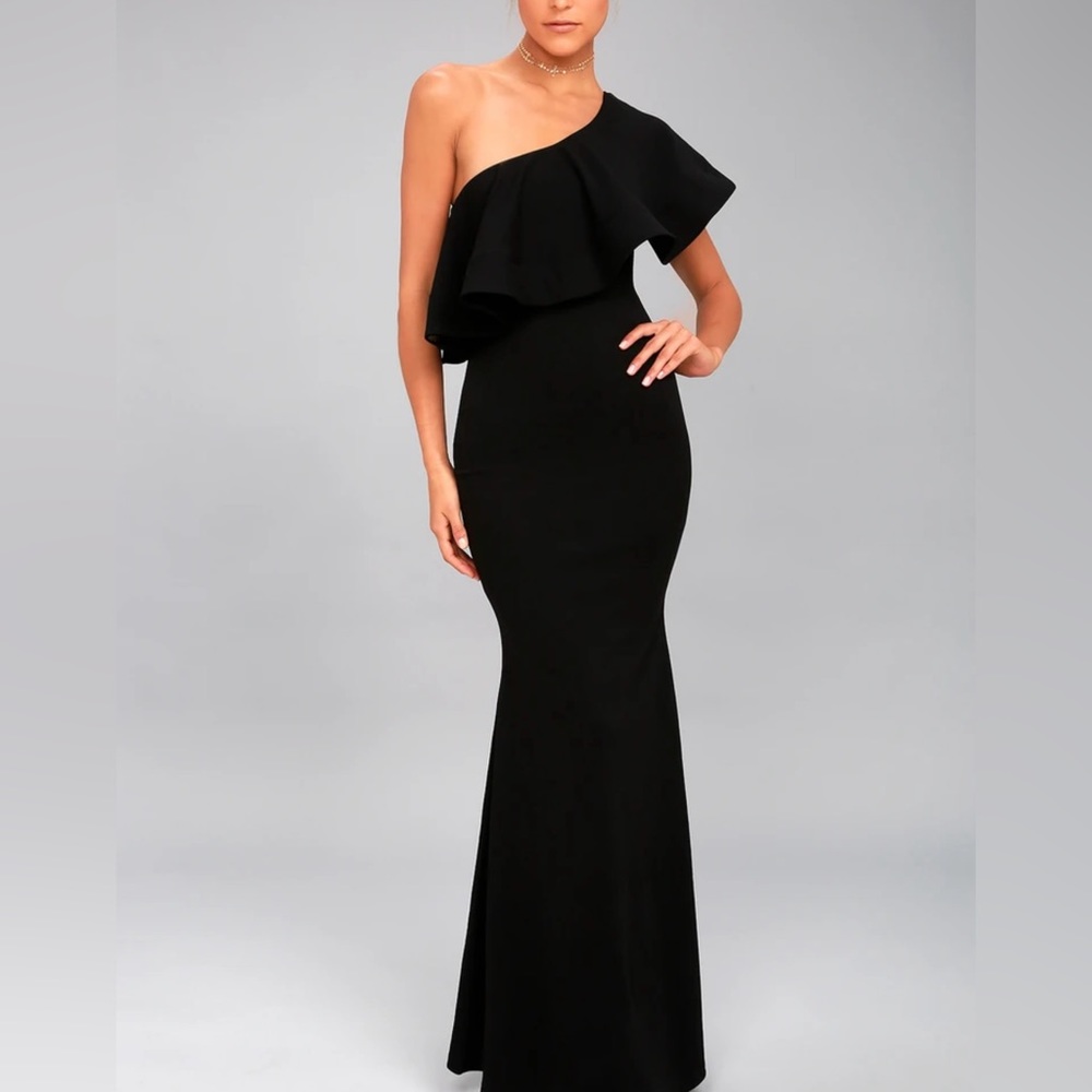 Lulus Black So Amazed Black One Shoulder Maxi